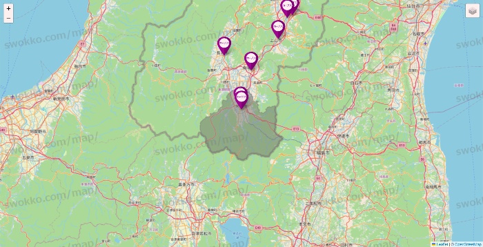 山形県のカーブスの店舗地図