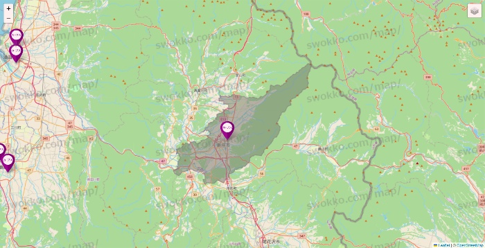 山形県のカーブスの店舗地図