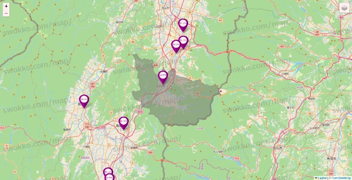 山形県のカーブスの店舗地図