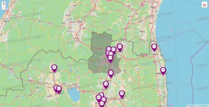 福島県のカーブスの店舗地図