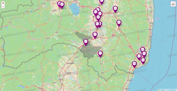 福島県のカーブスの店舗地図