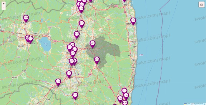 福島県のカーブスの店舗地図