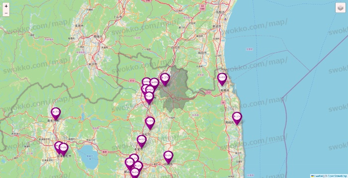 福島県のカーブスの店舗地図