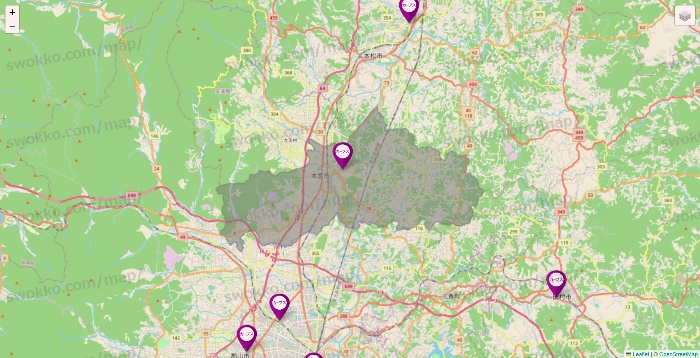 福島県のカーブスの店舗地図