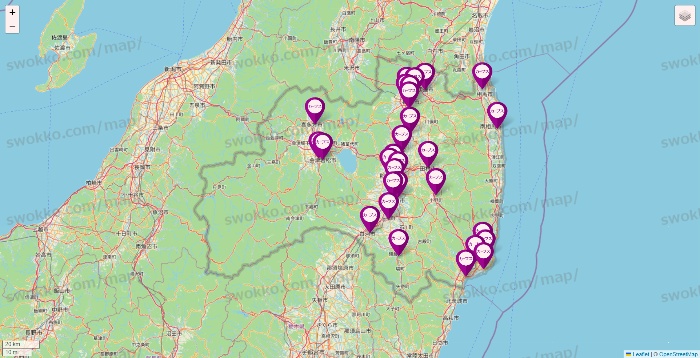 福島県のカーブスの店舗地図