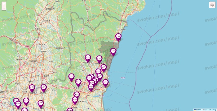 茨城県のカーブスの店舗地図