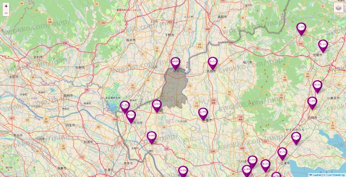茨城県のカーブスの店舗地図