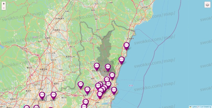 茨城県のカーブスの店舗地図