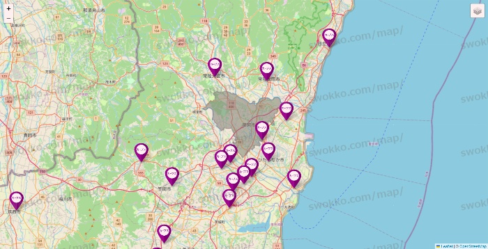 茨城県のカーブスの店舗地図