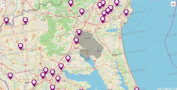 茨城県のカーブスの店舗地図