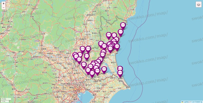 茨城県のカーブスの店舗地図