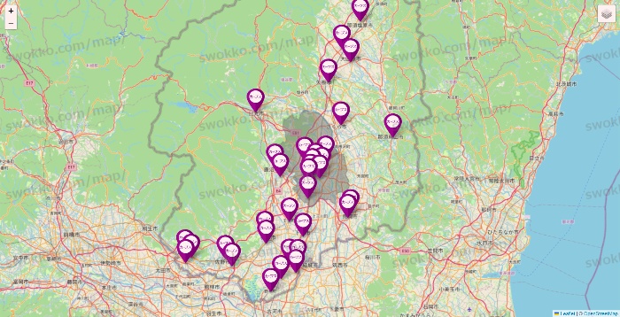 栃木県のカーブスの店舗地図