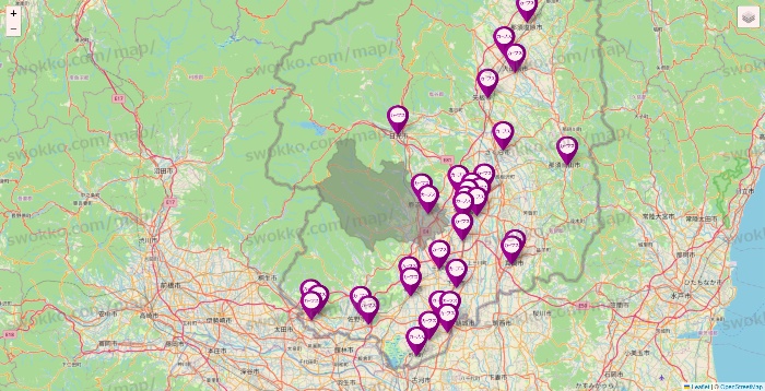 栃木県のカーブスの店舗地図