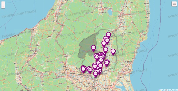 栃木県のカーブスの店舗地図