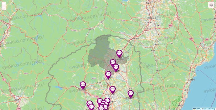栃木県のカーブスの店舗地図