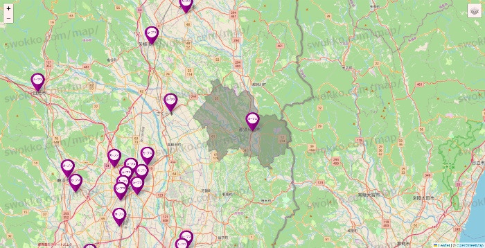 栃木県のカーブスの店舗地図