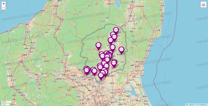 栃木県のカーブスの店舗地図