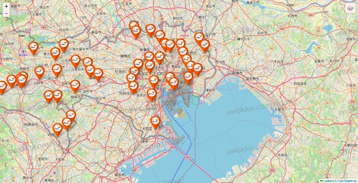 東京都のダイエーの店舗地図