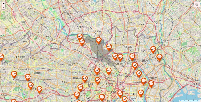 東京都のダイエーの店舗地図