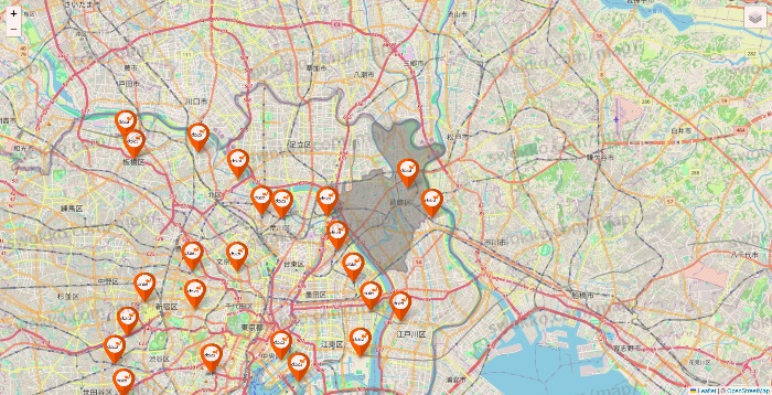 東京都のダイエーの店舗地図