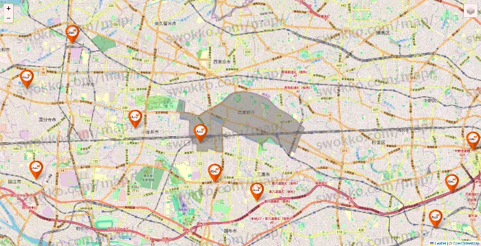東京都のダイエーの店舗地図