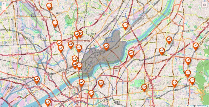 大阪府のダイエーの店舗地図