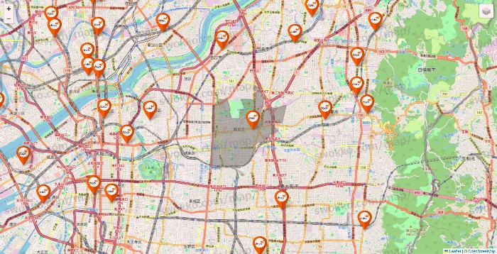 大阪府のダイエーの店舗地図