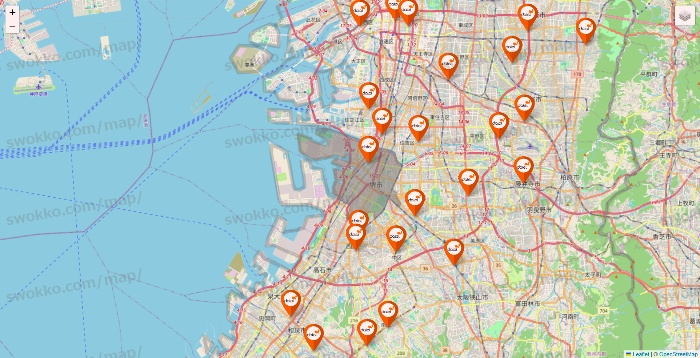 大阪府のダイエーの店舗地図