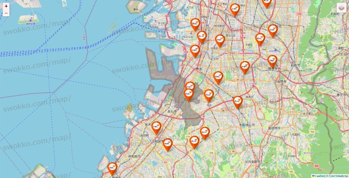 大阪府のダイエーの店舗地図