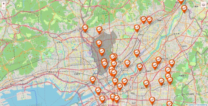 大阪府のダイエーの店舗地図