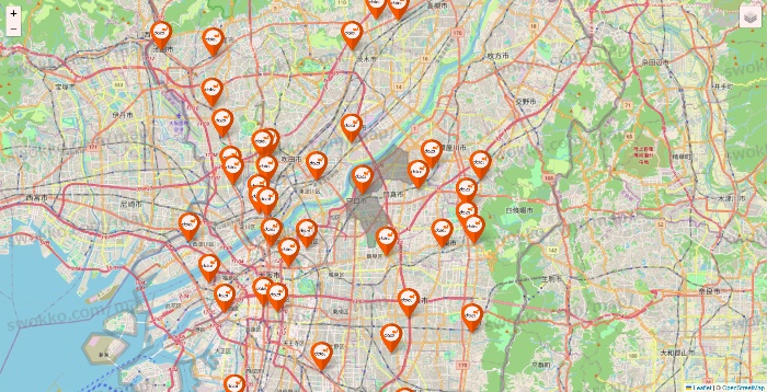 大阪府のダイエーの店舗地図