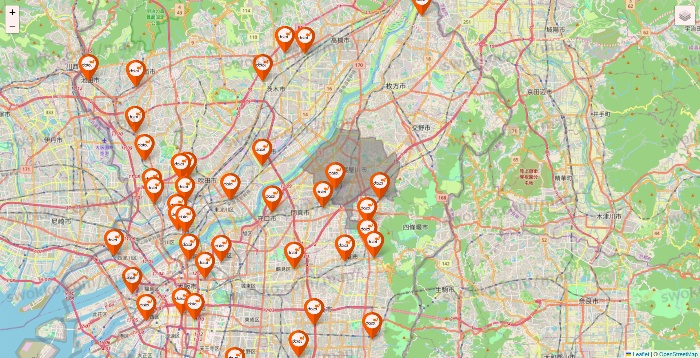 大阪府のダイエーの店舗地図