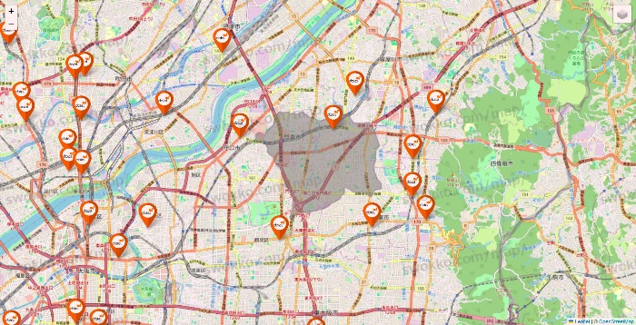 大阪府のダイエーの店舗地図