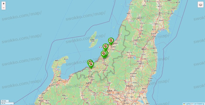 新潟県の大黒天系（ラ・ムー、ディオ、バリュー100、ザ・大黒天）の店舗地図