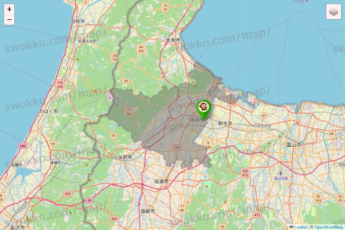 富山県の大黒天系（ラ・ムー、ディオ、バリュー100、ザ・大黒天）の店舗地図