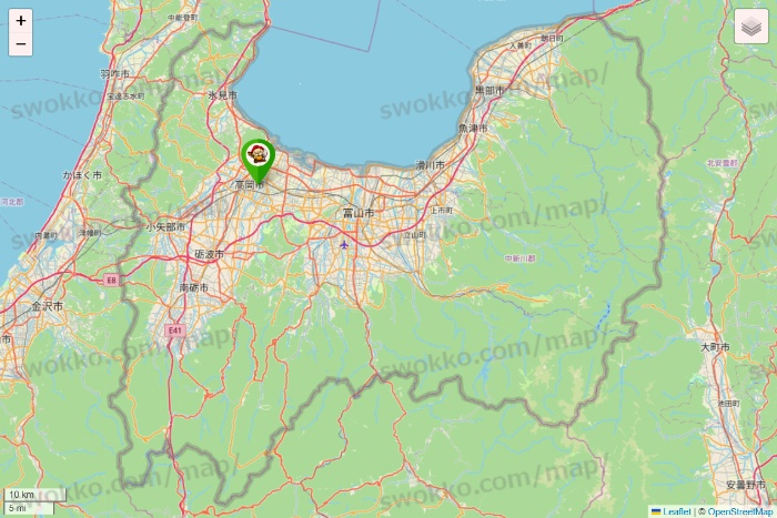富山県の大黒天系（ラ・ムー、ディオ、バリュー100、ザ・大黒天）の店舗地図
