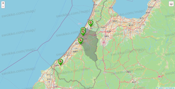 石川県の大黒天系（ラ・ムー、ディオ、バリュー100、ザ・大黒天）の店舗地図
