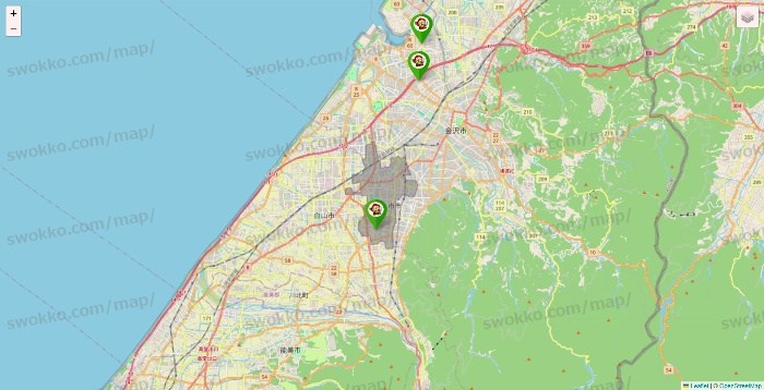 石川県の大黒天系（ラ・ムー、ディオ、バリュー100、ザ・大黒天）の店舗地図