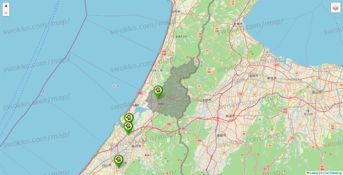 石川県の大黒天系（ラ・ムー、ディオ、バリュー100、ザ・大黒天）の店舗地図