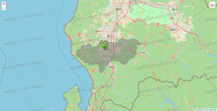 福井県の大黒天系（ラ・ムー、ディオ、バリュー100、ザ・大黒天）の店舗地図