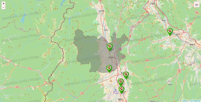 長野県の大黒天系（ラ・ムー、ディオ、バリュー100、ザ・大黒天）の店舗地図