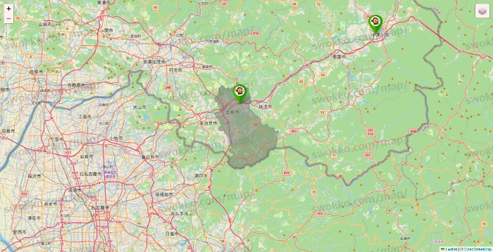 岐阜県の大黒天系（ラ・ムー、ディオ、バリュー100、ザ・大黒天）の店舗地図