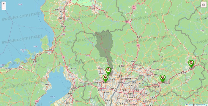 岐阜県の大黒天系（ラ・ムー、ディオ、バリュー100、ザ・大黒天）の店舗地図