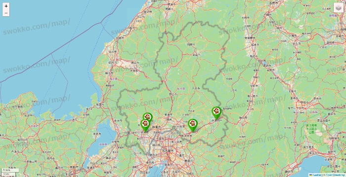 岐阜県の大黒天系（ラ・ムー、ディオ、バリュー100、ザ・大黒天）の店舗地図