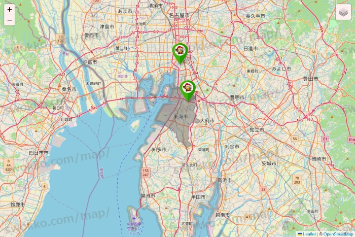 愛知県の大黒天系（ラ・ムー、ディオ、バリュー100、ザ・大黒天）の店舗地図