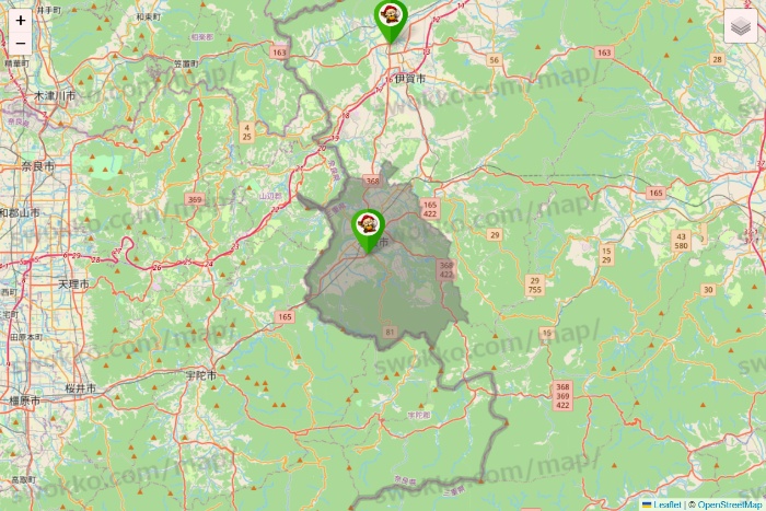 三重県の大黒天系（ラ・ムー、ディオ、バリュー100、ザ・大黒天）の店舗地図