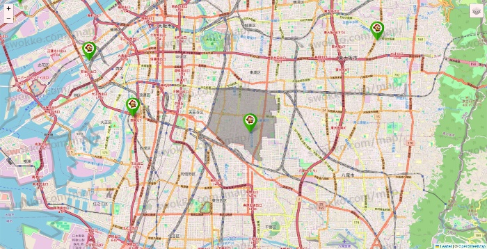 大阪府の大黒天系（ラ・ムー、ディオ、バリュー100、ザ・大黒天）の店舗地図