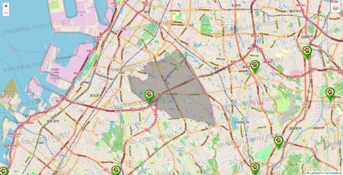 大阪府の大黒天系（ラ・ムー、ディオ、バリュー100、ザ・大黒天）の店舗地図