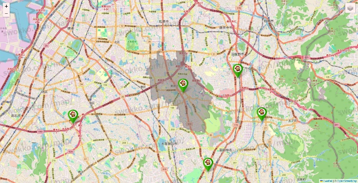 大阪府の大黒天系（ラ・ムー、ディオ、バリュー100、ザ・大黒天）の店舗地図