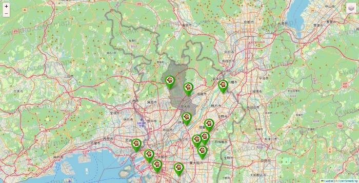 大阪府の大黒天系（ラ・ムー、ディオ、バリュー100、ザ・大黒天）の店舗地図